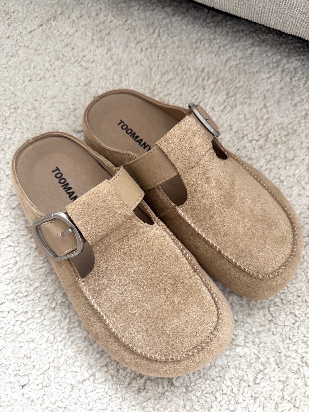 Suede Buckle Clog Mules in 2 colours